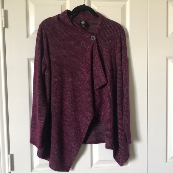 Bobeau Waterfall Cardigan Purple Size L 